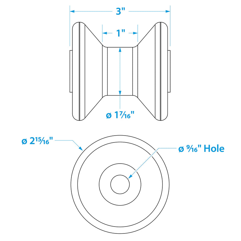 [AUSTRALIA] - Seachoice 56560 Bow Roller – 3 Inch Length – 1/2 Inch ID – Gold – 5 Year Warranty 