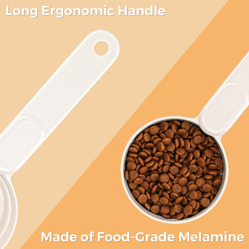 MSBC Melamine Pet Food Scoop, Cat Food Measuring Cups, Comfortable Long Handle Scoop for Dog, Cat, Ferret and Rabbit Food, 3 Cup Size Pet Food Feeding Scoop Dishwasher Safe White - BeesActive Australia