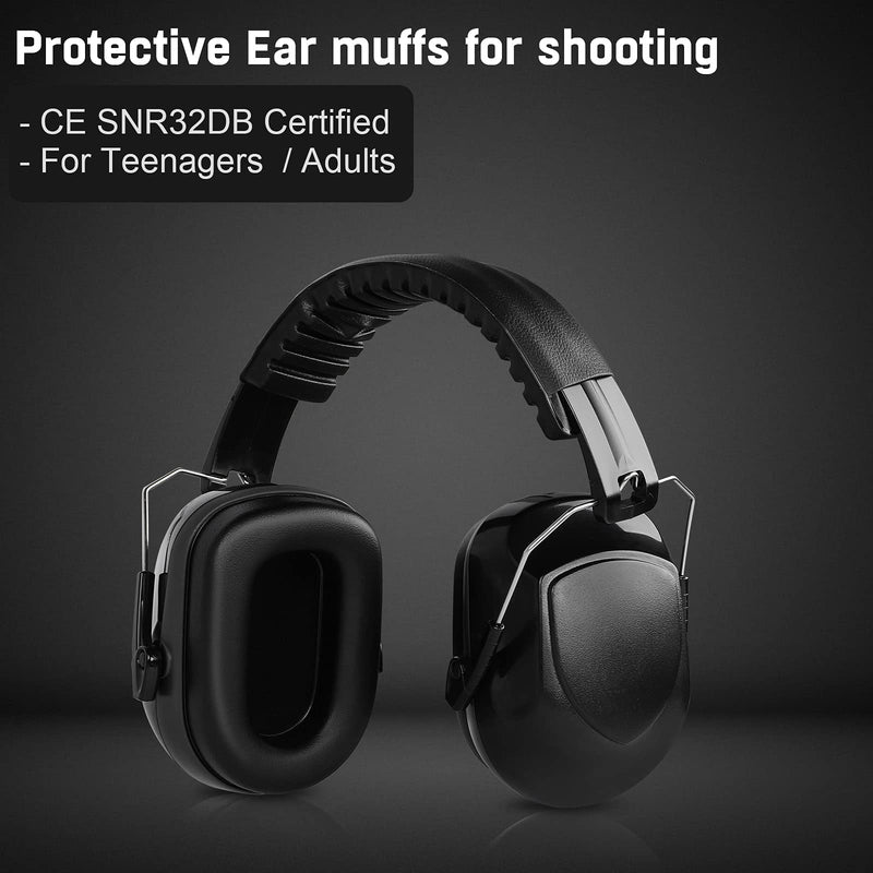 Shooting ear protection safety eamuffs, Gun range hearing protection, Shooting safety glasses, Ear plugs, carrying case Black - BeesActive Australia