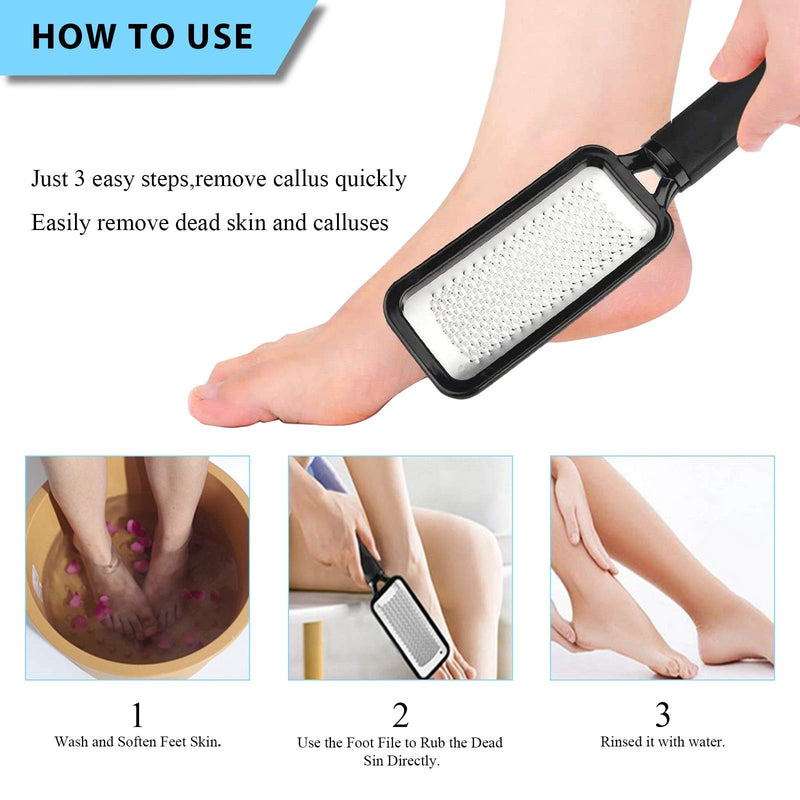 Foot File and Callus Remover, Colossal Foot Rasp Pedicure Metal Surface Tool to Remove Hard Skin, Can be Used on Both Wet and Dry Feet Black - BeesActive Australia