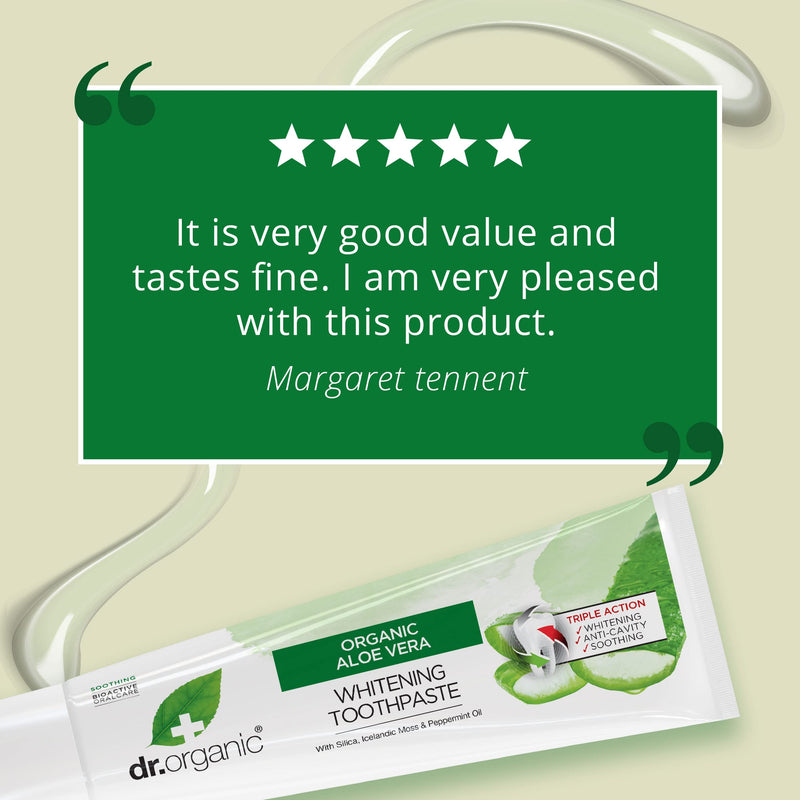 Dr Organic, Organic Aloe Vera Toothpaste, Natural , Vegan , Cruelty Free , Paraben & SLS Free , Whitening, Anti Cavity , Fresh , 100ml - BeesActive Australia