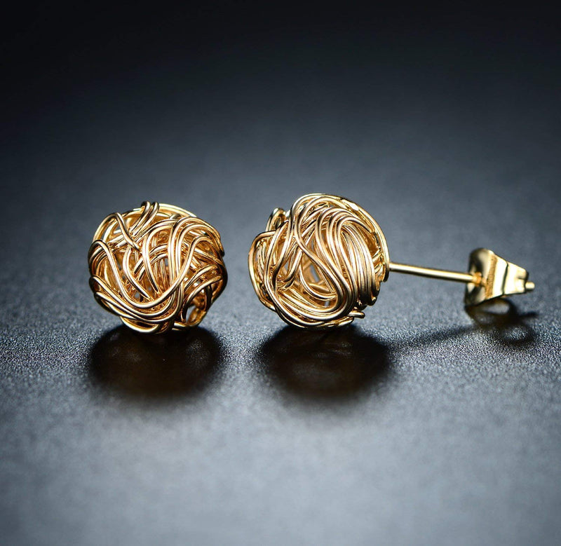 Gold Love Knot Earrings for Women & Girls | Barzel 18K Gold Plated Woven Love Knot Stud Earrings 10mm For Women - Made In Brazil - BeesActive Australia