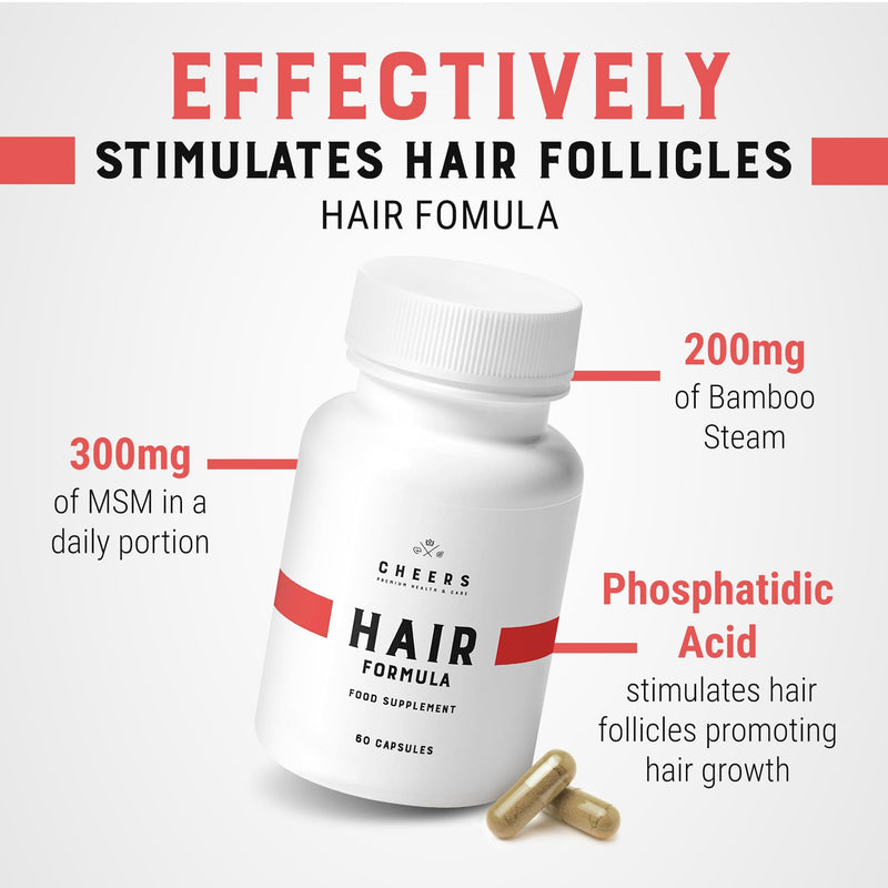 CHEERS - Hair Formula, 60 Capsules, Hair Skin and Nails Vitamins for Adults, Vegan Hair Vitamins, Hair Supplement with Phosphatidic Acid - BeesActive Australia