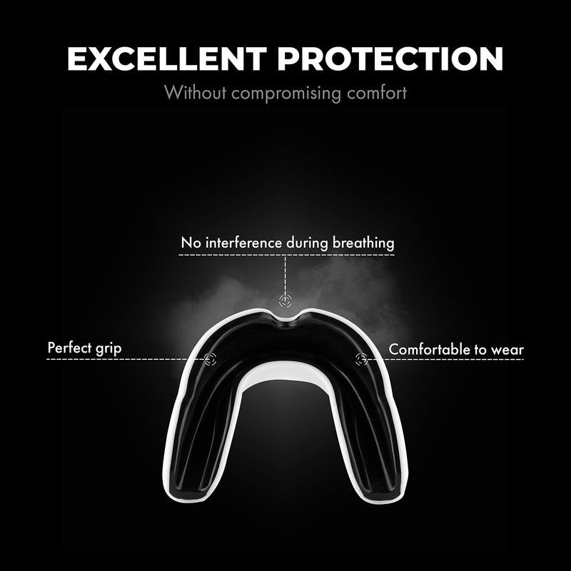 FIGHTR® Premium Mouth Guard - for Excellent Breathing & Easy to fit | Sports Mouth Guard for Boxing, MMA, Football, Lacrosse, Hockey and Other Sports | incl. hygienic Box White - BeesActive Australia