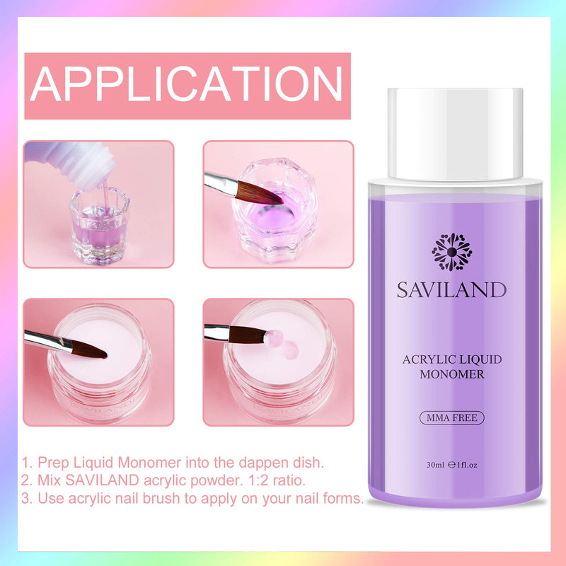 Saviland Acrylic Powder and Liquid Set - Clear Pink Nude Acrylic Nail Kit Powder with Liquid Monomer polymer Acrylic Nail Brushes For Professional Beginners Acrylic Nail Extension kit - BeesActive Australia