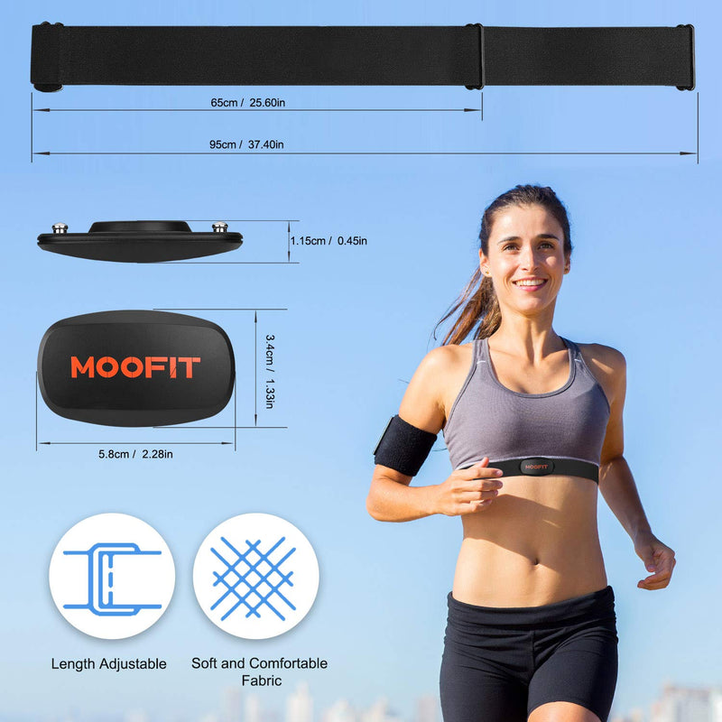 moofit Heart Rate Monitor with Chest Strap Bluetooth & ANT+ Chest Heart Rate Sensor IPX7 Waterproof Fitness Tracker Compatible with Zwift, Wahoo Fitness, Rouvy, Peloton (MooFit app Unavailable) - BeesActive Australia