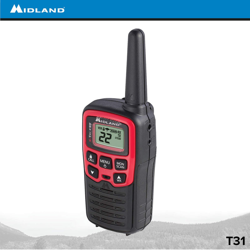 [AUSTRALIA] - Midland - X-TALKER T31VP, 22 Channel FRS Walkie Talkies - Extended Range Two Way Radios, 38 Privacy Codes, & NOAA Weather Alert (Pair Pack) (Black/Red) 2 Pack 