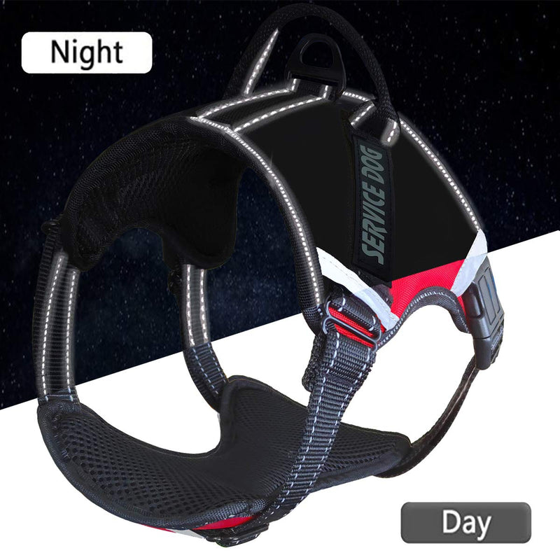 LMOBXEVL Service Dog Harness,No-Pull Dog Harness with Handle Adjustable Reflective Pet Dog in Training Vest Harness,Easy Control for Small Medium Large Breed Outdoor Walking Hiking X-Small (Pack of 1) Red - BeesActive Australia