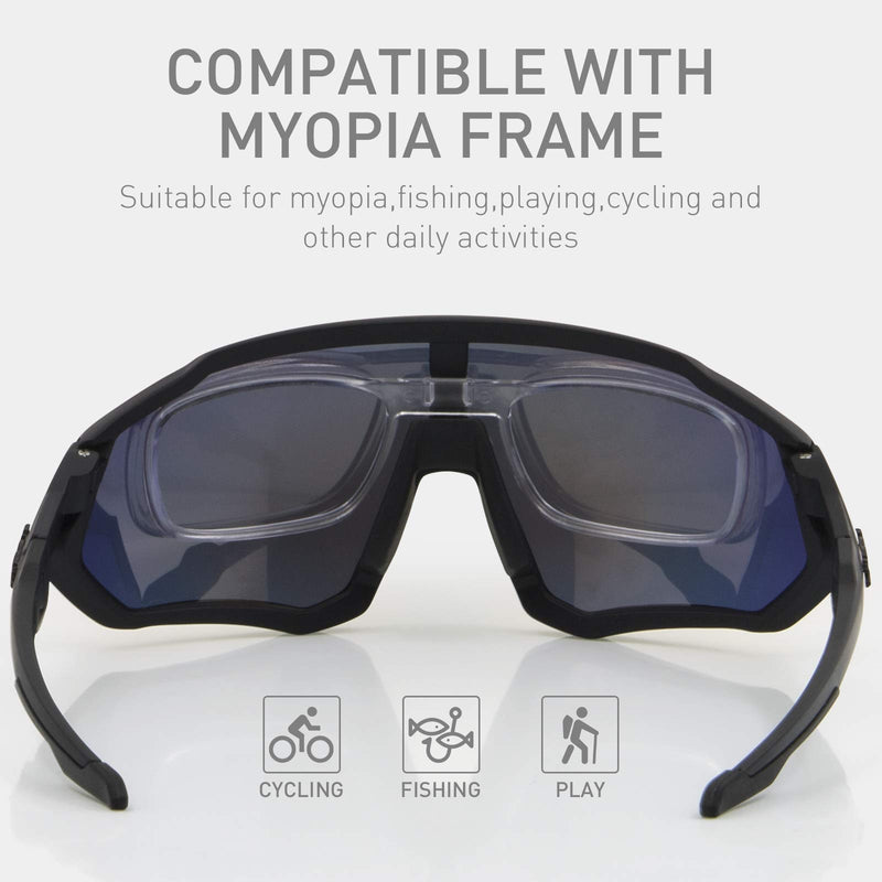 KAPVOE Polarized Cycling Glasses Full Screen TR90 Lightweight Sports Sunglasses for Women Men Goggles Bike Running Accessories Black/blue - BeesActive Australia