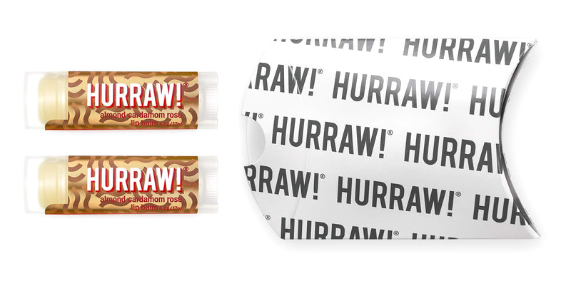 Hurraw! Vata (Almond, Cardamom, Rose) Lip Balm, 2 Pack: Organic, Certified Vegan, Cruelty and Gluten Free. Non-GMO, 100% Natural Ingredients. Bee, Shea, Soy and Palm Free. Made in USA - BeesActive Australia