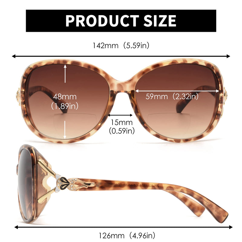 JM Classic Bifocal Reading Sunglasses Reader Glasses for Women UV Protection Outdoor Brown 2.25 x - BeesActive Australia
