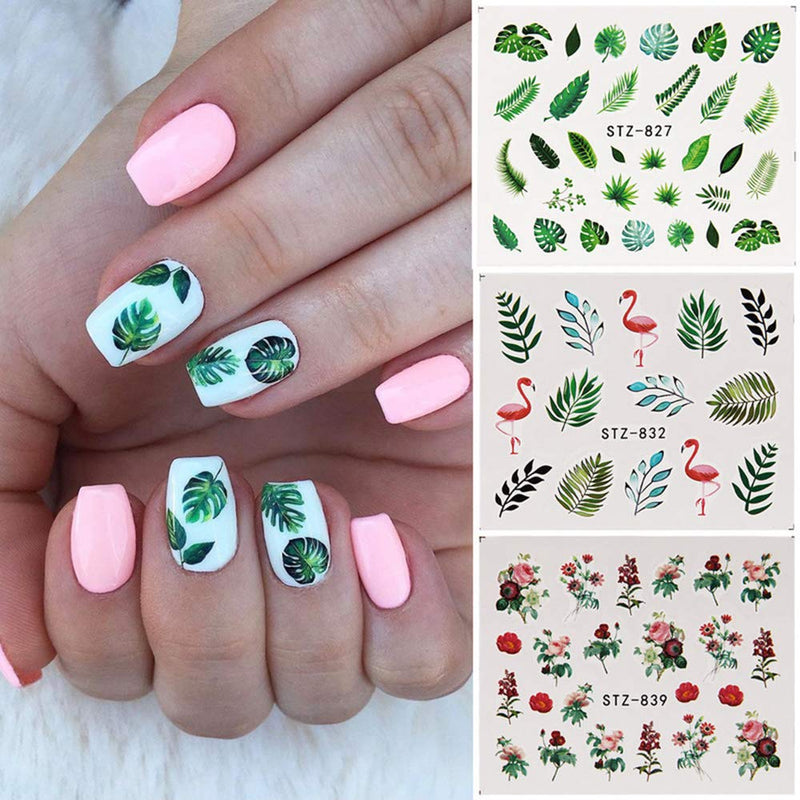 Nail Art Decals Stickers Nail Art Decoration Accessories 29 Sheets Water Transfer Nail Art Stickers Design Butterfly Leaf Flamingo Flower Decals Manicure Transfer Tips - BeesActive Australia