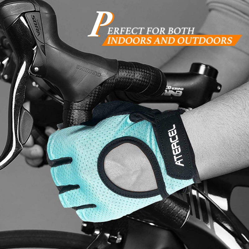 Atercel Weight Lifting Gloves Full Palm Protection, Workout Gloves for Gym, Cycling, Exercise, Breathable, Super Lightweight for Mens and Women Aqua Large - BeesActive Australia