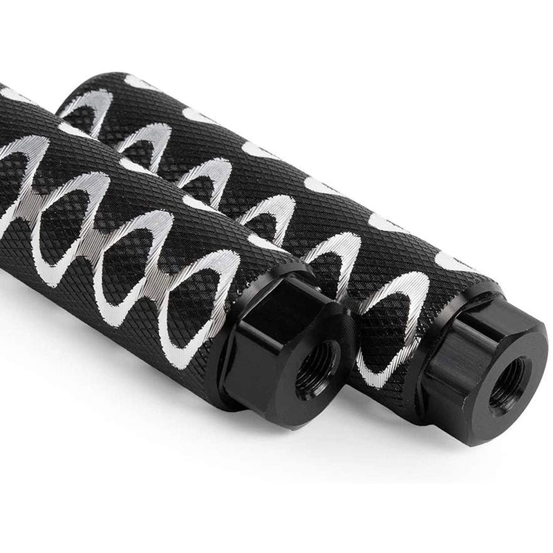 OUTLETNY Bike Pegs, 3/8 inch - 26 Teeth Aluminum Alloy Bike Pegs Anti-Skid Foot Pedals BMX Pegs Rear Axles Stunt Pegs 2Pcs Black - BeesActive Australia