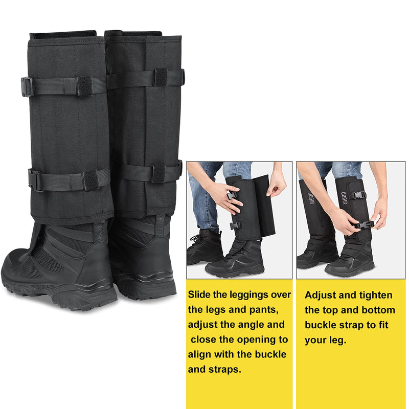 QOGIR Snake Gaiters for Men: Snake Guards for Hunting, Snake Gaiter Leggings for Men & Women, Snake Bite Protection for Lower Legs, Snake Proof Gaiters with Adjustable Size(Black) - BeesActive Australia