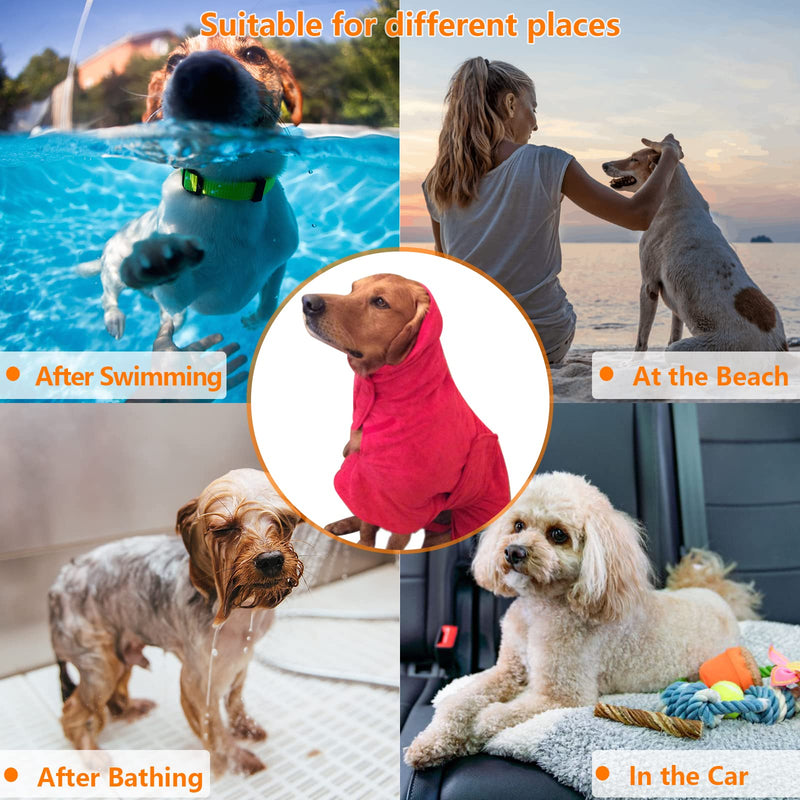 Dog Drying Coat Dressing Gown Towel Robe pet Microfibre Super Absorbent Anxiety Relief Designed Puppy fit for xs Small Medium Large Dogs X-Large(Back: 22"-23"in) Blue - BeesActive Australia