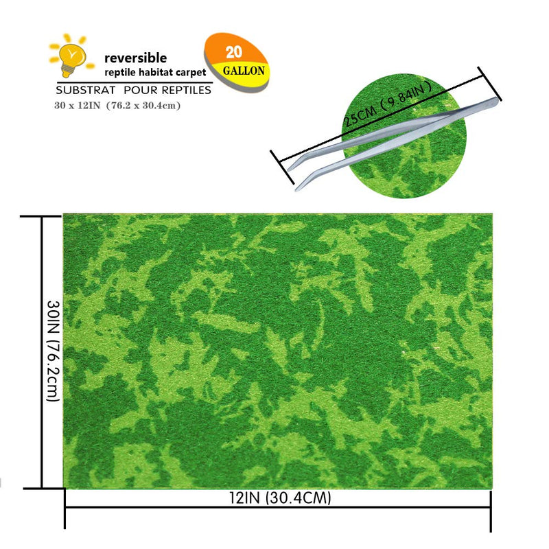 MCLANZOO Reptile Carpet,Pet Terrarium Liner,Reptiles Cage Mat/Substratefor Snakes, Chameleons, Geckos ands Kitchen Use(2sheets) with Tweezers Feeding Tongs printing tropical 20Gallon(30*12in) - BeesActive Australia