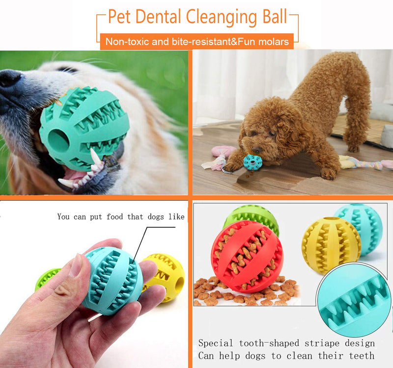 2 Pack Dog Toy Ball，Nontoxic Bite Resistant Teething Toys Balls for Small/Medium/ Large Dog and Puppy Cat , Dog Pet Food Treat Feeder Chew Tooth Cleaning Ball Exercise Game IQ Training Ball Blue+Green 2in（Small Dog&Puppy） - BeesActive Australia