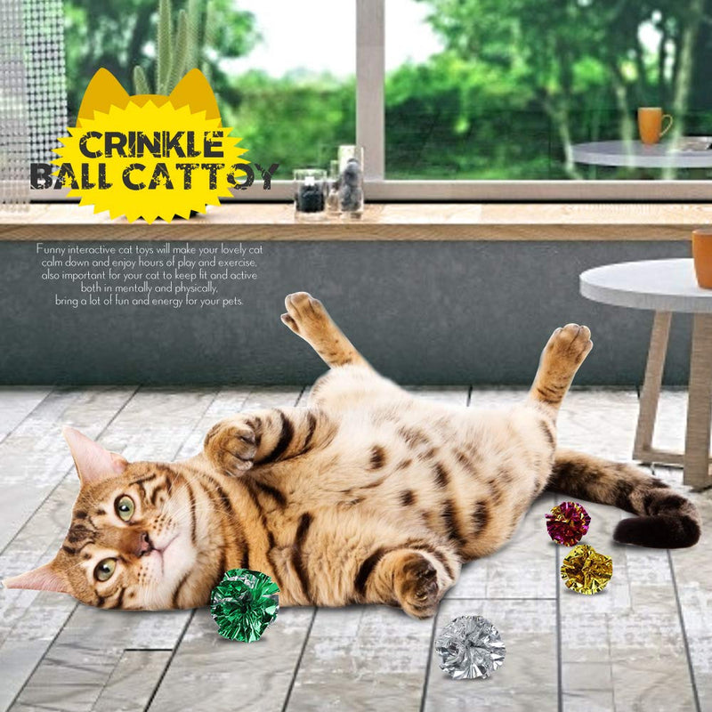 Bestsupplier 25 Pack Crinkle Balls Cat Toys - Original Mylar Crinkle Balls Cat Toys（Random Color） - BeesActive Australia