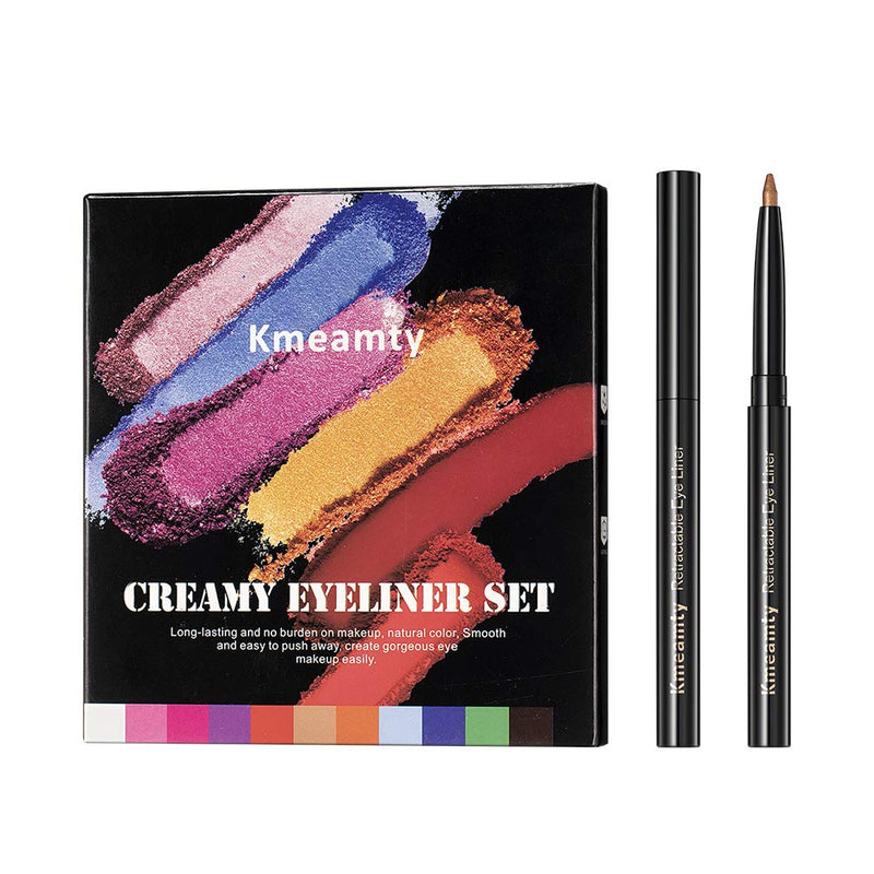 Gel Eye Liner Pencil Set, Kmeamty 12 Colors Retractable Long-Lasting Smooth Waterline Eye Liner Lip Liner Eyeshadow - Vegan, Cruelty Free - BeesActive Australia