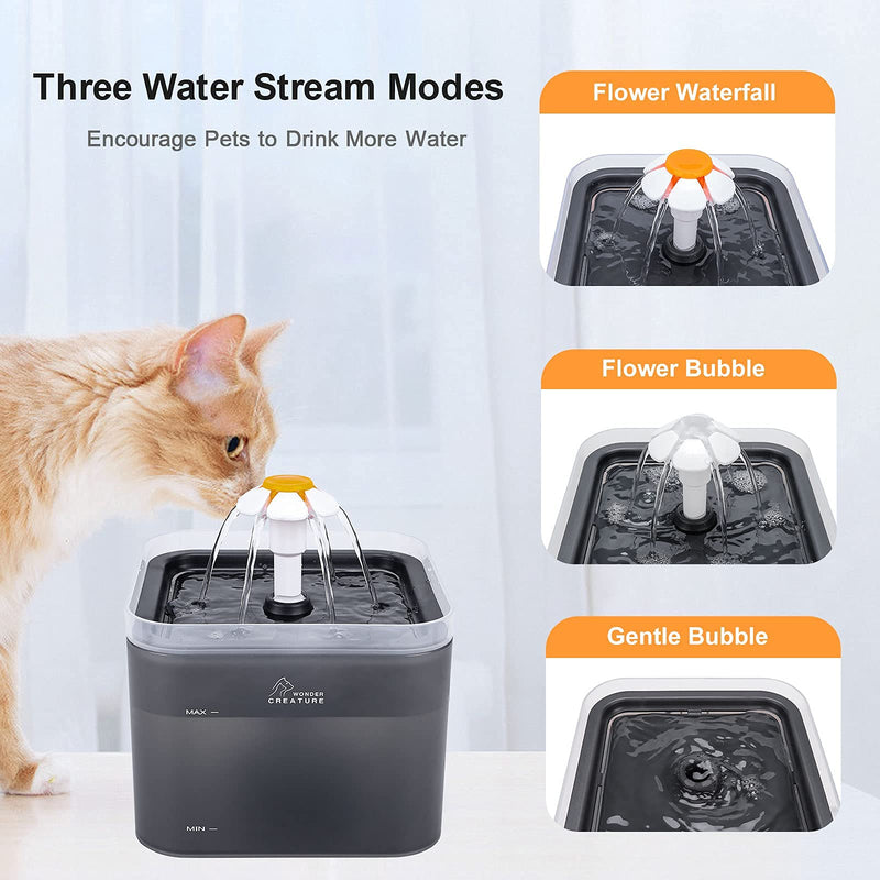 Fantasy Cat Water Fountain, 67oz/2L Automatic Cat Drinking Fountain, Pet Water Fountain with LED Light and Filter for Cats and Small Dogs Grey - BeesActive Australia