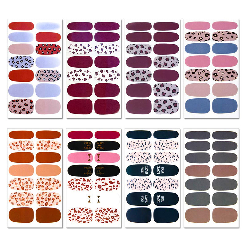 DANNEASY 24 Sheets Adhesive Nail Polish Strips Wraps Glitter Cheetah Nail Art Decals Stickers Manicure Tips For Women 1Pc Nail File + Wood Cuticle Stick kit 3 - BeesActive Australia