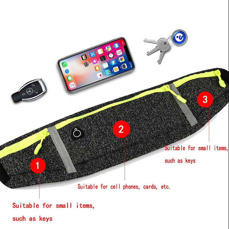 Sports Waist Pack, Ultra Slim Bounce Pouch Fitness Workout Belt Exercise Bag for Hiking Cycling Climbing, Support Up to 6.9" Smartphone Running Gym Marathon Cycling (Grey) Grey - BeesActive Australia