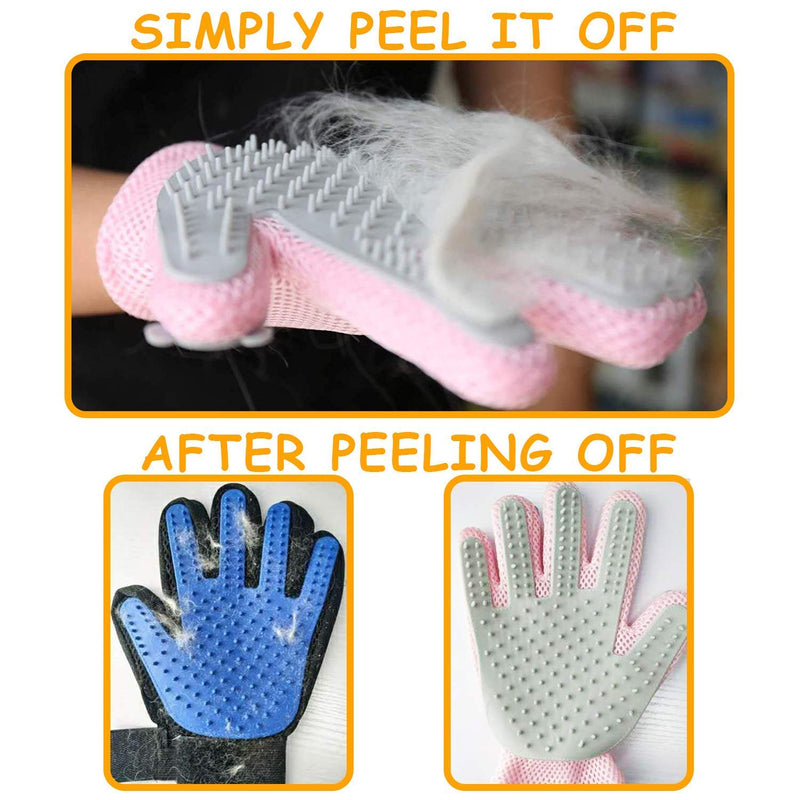 FURBB Pet Grooming Glove - Cat Dog Gentle Deshedding Brush Glove - Efficient Pet Hair Remover Massage Mitt - Enhanced Five Finger Design Perfect for Long Short Fur, Right Hand Pink - BeesActive Australia