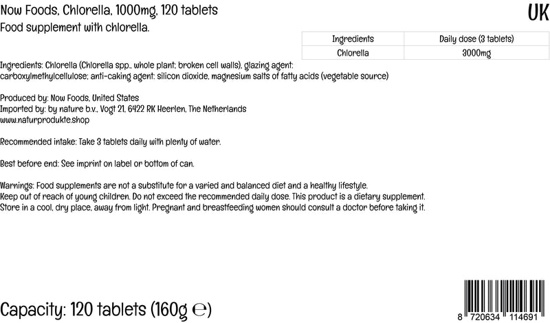 Now Foods, Chlorella, 1.000mg, with Broken Cell Walls, 120 Vegan Tablets, Lab-Tested, Soy Free, Gluten Free, Vegetarian, Non-GMO - BeesActive Australia