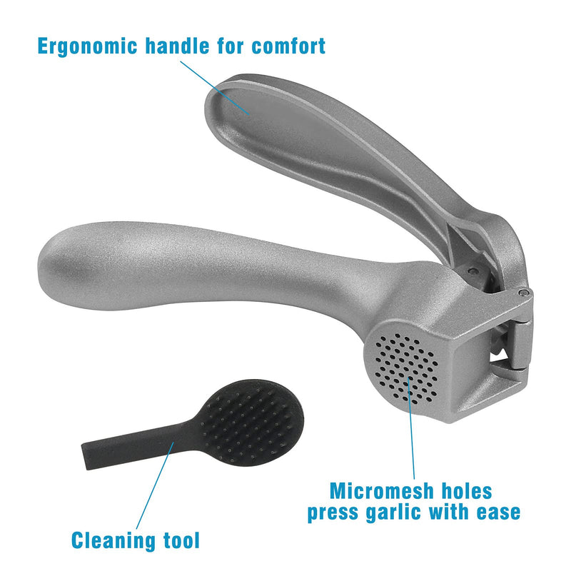 Garlic Press, Garlic Mincer Easy-squeeze Ergonomic Handle, Rust Proof, No Need To Peel, Professional Ginger Press & Garlic Crusher with Handy Cleaning Brush- Dishwasher Safe - BeesActive Australia