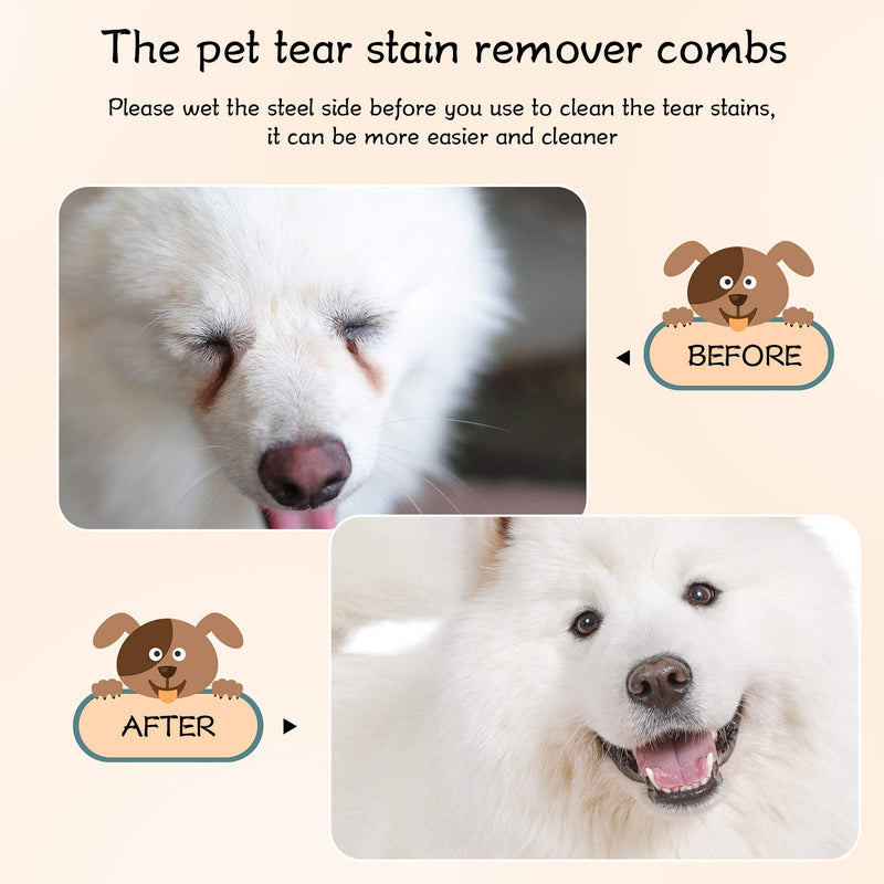 7 Pieces Tear Stain Remover Comb Set Include Dematting Comb Double-sided Dog Eye Comb Flea Lice Combs Stainless Steel Grooming Comb Multipurpose Tools for Pet Cat Dogs Removing Crust and Mucus - BeesActive Australia