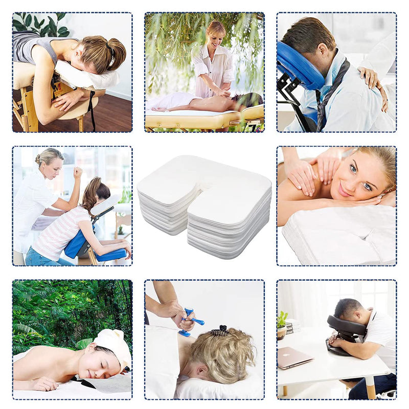 200pcs Disposable Face Cradle Covers for Massage Tables, Tvvcalk Massage Disposable Face Covers, Soft Breathable Face Rest Covers for Massage Bed, SPA, Non Woven, 14.17 x 10.6 inches/ 36 x 27cm 200 - BeesActive Australia