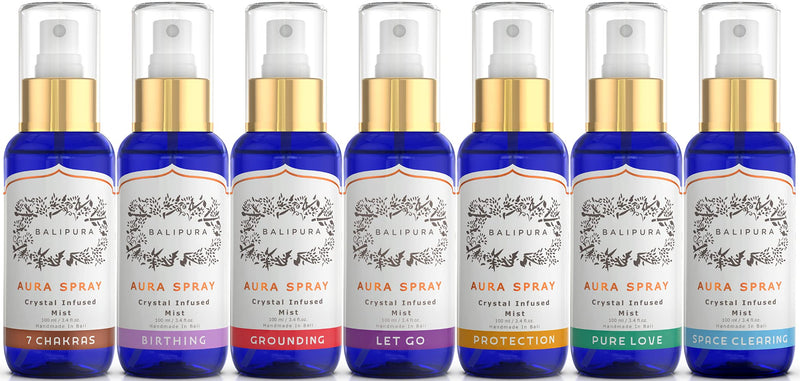 BALIPURA - Aura & Chakra Spray Gift for Women - Protection Spray Crystal Infused Mist with Black Tourmaline, Smoky Quartz and Citrine - Organic Essential Oil - Cleansing & Healing Energy - 3.4 fl.oz - BeesActive Australia