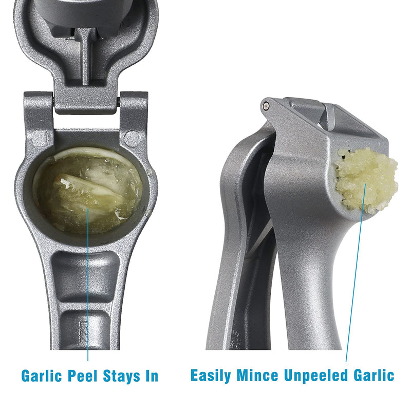 Garlic Press, Garlic Mincer Easy-squeeze Ergonomic Handle, Rust Proof, No Need To Peel, Professional Ginger Press & Garlic Crusher with Handy Cleaning Brush- Dishwasher Safe - BeesActive Australia