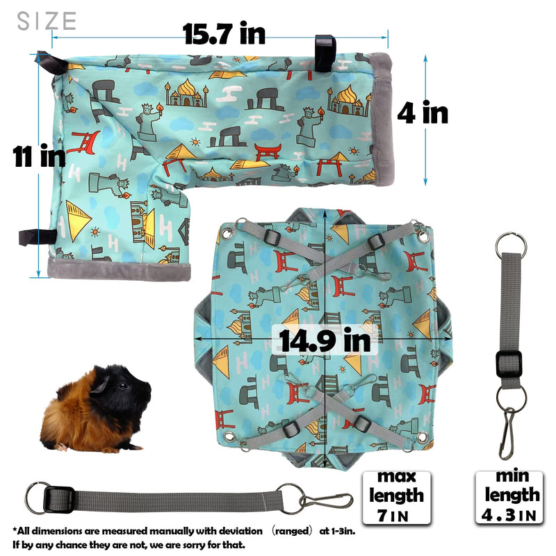 Guinea Pig Hideout Starter kit,Ferret Hammock Cage Accessories 3 Style,Double Hammock or Square House and Tunnel Bed… Teal - BeesActive Australia