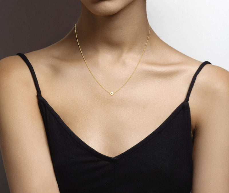 Miabella 925 Sterling Silver or 18Kt Yellow Gold Over Silver Italian 5mm Slide Bead Ball Pendant Necklace for Women Teens Chain Made in Italy Length 18 Inches yellow-gold-plated-silver - BeesActive Australia