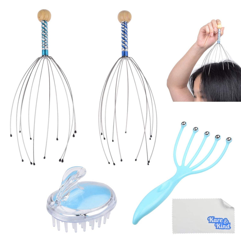Scalp Massage Kit - 2X Scalp Scratcher, 1x Roller Ball Claw Massager and 1x Shampoo Massage Brush - Relaxes and Rejuvenates - Stimulates Blood Circulation - Keeps Your Scalp Clean and Healthy - BeesActive Australia