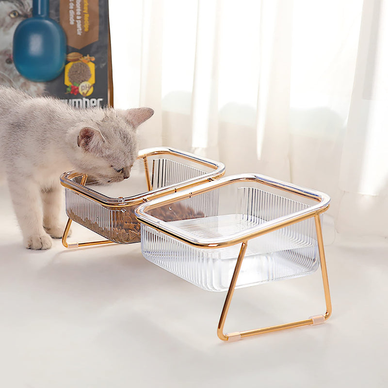 Elevated Cat Bowls, 5.5 inches Food & Water Bowls 15° Tilted Raised Food Feeding Dishes with Iron Stand for Cats and Puppy , with 2 Large Bowl and 4 Anti Slip Feet, Dishwasher Safe - BeesActive Australia