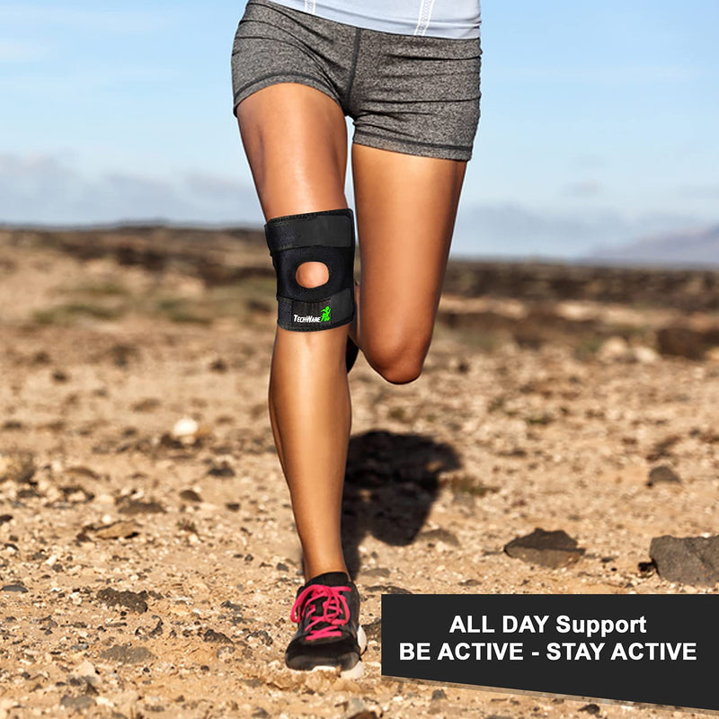 TechWare Pro Knee Brace Support - Knee Braces for Knee Pain. Relieves ACL, LCL, MCL, Meniscus Tear, Arthritis, Tendonitis Pain. Dual Stabilizers Non Slip Neoprene. Adjustable Bi-Directional Straps -5 Sizes Black Large - BeesActive Australia