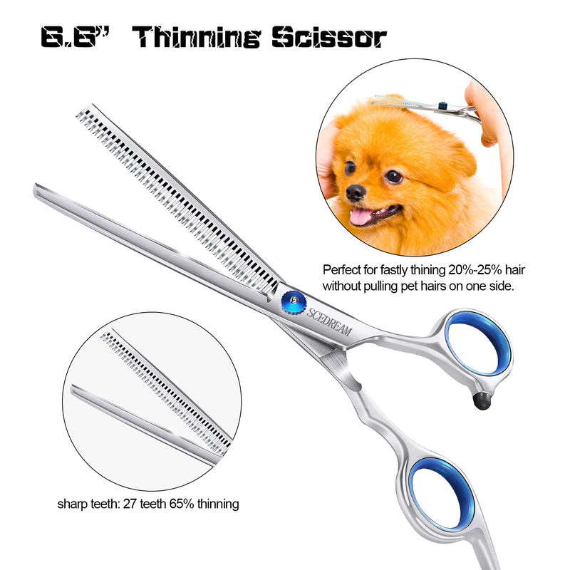 SCEDREAM Dog Scissors for Grooming with Safety Round Tips,5 in 1 Dog Grooming Scissors Set,Professional Pet Grooming Shears for Dogs and Cats 5 in 1 Silver - BeesActive Australia