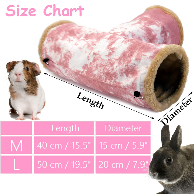 LeerKing Rabbit Bunny Tunnel Hideout and Tubes, Guinea Pig Tunnel Hides Toys 3 Way Canvas Fleece Tunnel Hideout for Small Animals Dwarf Rabbits Bunny Guinea Pigs Medium Pink - BeesActive Australia