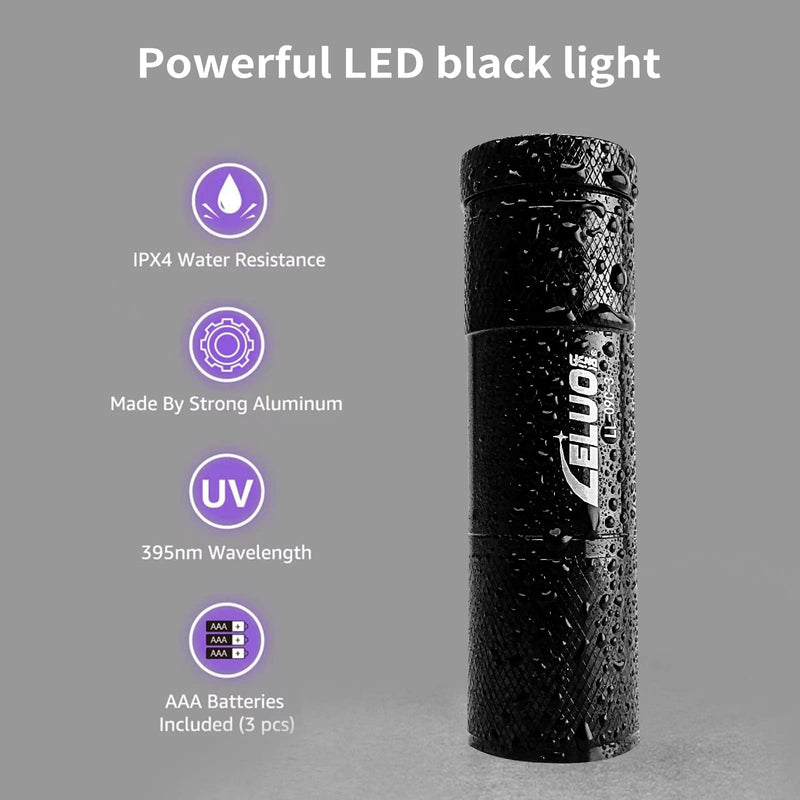 LELUOHQ Black UV Handheld Flashlights,9 LED Mini Light 395nm,Portable Pet Stain Detector for Pet Urine,Bed Bugs - BeesActive Australia