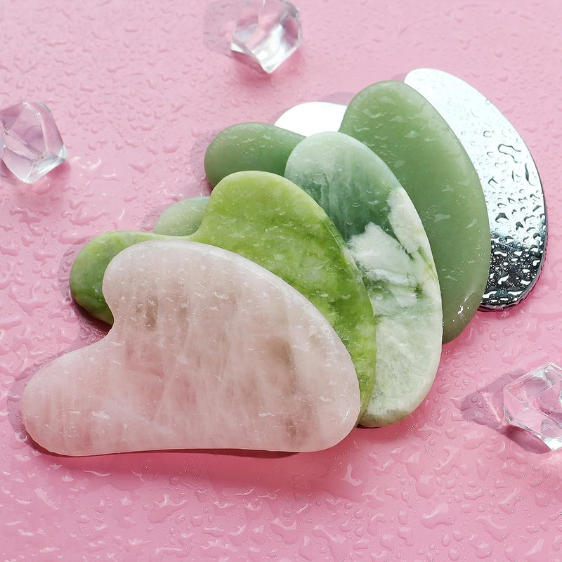 BAIMEI Gua Sha Facial Tool for Self Care, Guasha Tool for Face and Body Treatment, Made of Rose Quartz, Relieve Tensions and Reduce Puffiness - BeesActive Australia