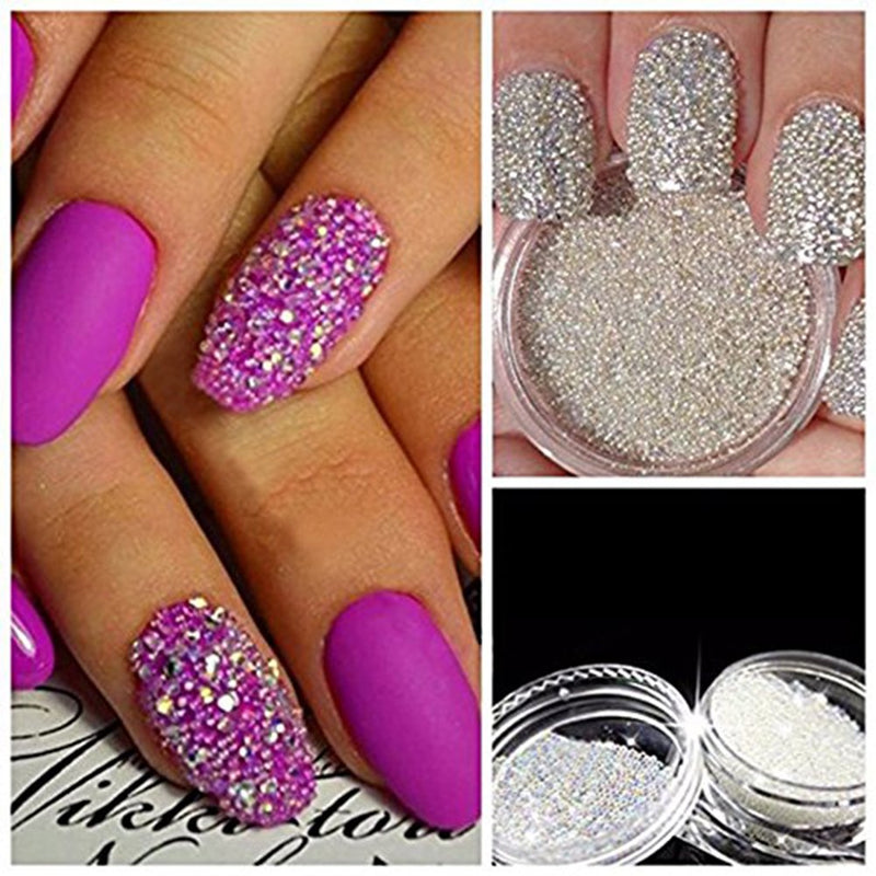 YesLady Nail Art Micro Caviar Rhinestone AB Crystal Glass Gardient Dazzling Glitter Mini Beads 3D Manicures Tips Decoration 0.6mm - BeesActive Australia