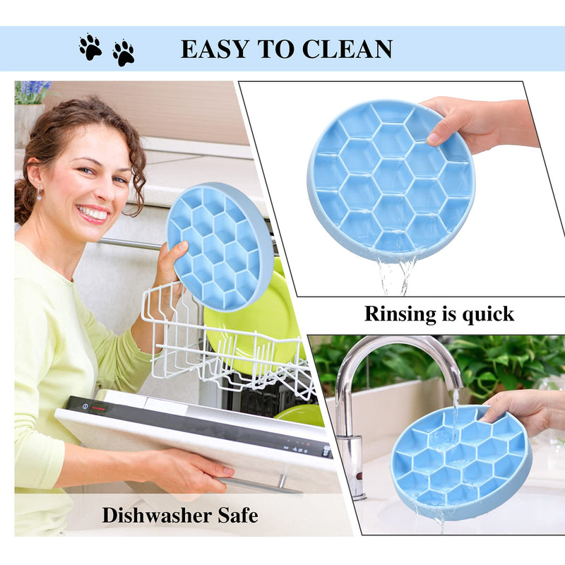 ALLYGOODS Silicone Slow Feeder Dog Bowl - Non Slip Dog Food Bowl with Anti-Tipping Bottom Suction Cup - Easy Cleaning Slow Feeder - Prevents Gulping and Vomiting Dog Feeder Large (Pack of 1) Blue - BeesActive Australia