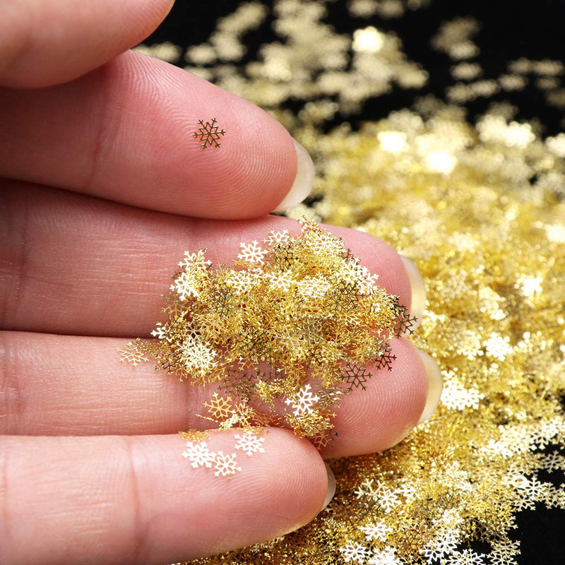 90pcs/box 3D Snowflakes Gold Metal Slices Nail Art Sequins Christmas Decorations Nail Polish Thin Sticker Designs Manicure (Gold) - BeesActive Australia