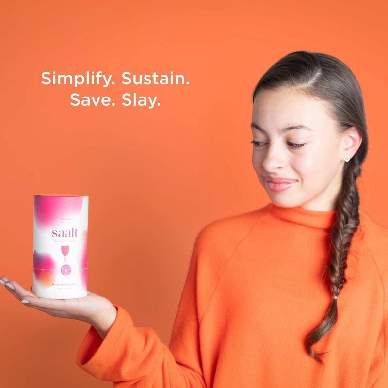 Saalt Teen Menstrual Cup - Best Sensitive Reusable Cup - Wear for 12 Hours - Tampon and Pad Alternative (Aqua Green) Aqua Green - BeesActive Australia