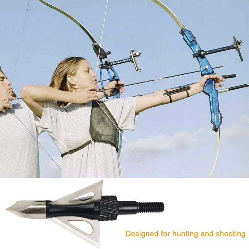 Tbrand Sharp Blades Arrowhead Archery Broadheads Hunting Arrow Crossbow Bolts and Compound Recurve Bow Black 6pcs - BeesActive Australia