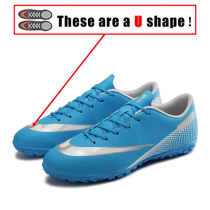HaloTeam Men's Soccer Shoes Cleats Professional High-Top Breathable Athletic Football Boots for Outdoor Indoor TF/AG 4.5 R2050 Blue - BeesActive Australia