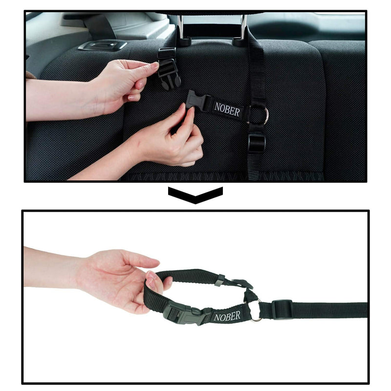 NOBER Pet Dog Cat Seat Belts, Car Headrest Restraint Adjustable Safety Leads 1 Pack Black - BeesActive Australia